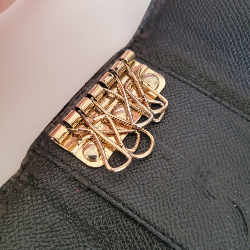 Coach Signature Monogram 6 Ring Key Case Brown Black Coated Canvas Wallet - Picture 5 of 10